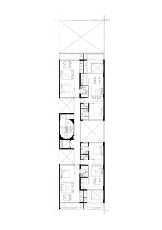 the floor plan for an apartment building with three floors and two levels, in black and white