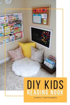 a kid's reading nook with the text diy kids reading nook