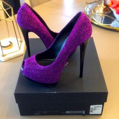 Giuseppe Zanotti Shoes. Authentic,New With Box And Dust Bag Sz 37.5 Fits A 7 Or 7.5 Chic Purple Heels For Gala, Luxury Purple Heels For Party Occasions, Elegant Purple Heels For Night Out, Elegant Purple Heels For A Night Out, Designer Purple Heels For Cocktail, Designer Purple Heels For Party, Zanotti Shoes, Giuseppe Zanotti Shoes, Shoes Color