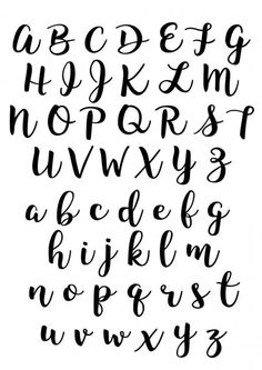 the alphabet is drawn in black ink on a white background