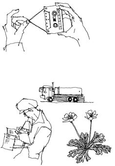 a drawing of a person holding a piece of paper in one hand and a flower in the other