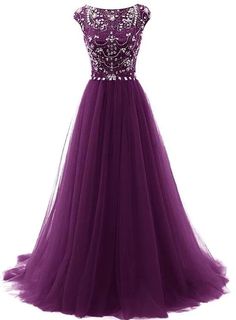 Tulle Beaded Dark Purple Long Formal Dresses, Gorgeous Formal Gowns, P – Cutedressy Purple Embellished Ball Gown For Party, Embellished Purple Ball Gown For Party, Purple Tulle Evening Dress, Purple Embellished Ball Gown, Purple Embellished Ball Gown Dresses, Embellished Purple Ball Gown, Embellished Purple Ball Gown Dress, Purple Embellished Evening Dress With Sweetheart Neckline, Purple Embellished Tulle Gown