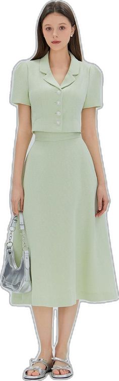 Elegant Fitted Green Tweed Dress, Elegant Midi-length Solid Color Skirt, Elegant Midi-length Skirt In Solid Color, Elegant Knee-length Skirt In Solid Color, Chic Midi Length Tweed Dress, Spring Office Tweed Midi Dress, Chic Green Tweed Dress For Spring, Chic Knee-length Tweed Dress For Spring, Spring Office Tweed Dress, Knee-length