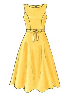 a drawing of a yellow dress with a bow at the waist and back, on a white background