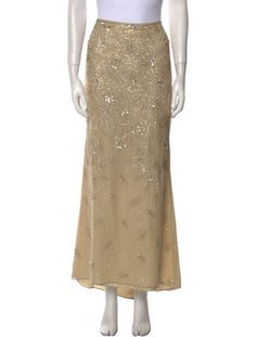 Escada Silk SkirtGold & MetallicPrintedBeaded & Sequin AccentsZip ClosureFit:Skirts by Escada typically fit true to size. Silk Long Skirt, Vintage Holiday Dress, Designer Gifts, Chanel Shoes, Coat Pant, Holiday Dresses, Sweater Accessories, Kids Design, Handbags On Sale