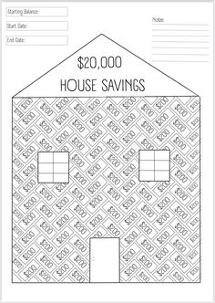 a house savings worksheet for kids