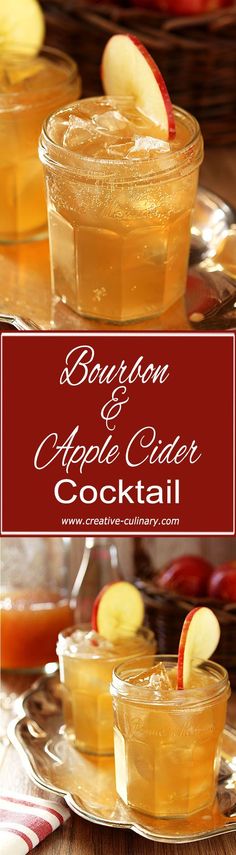 two glasses filled with apple cider cocktail