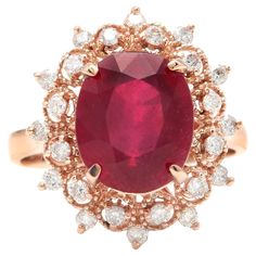 6.60 Carats Impressive Red Ruby and Diamond 14K Rose Gold Ring Suggested Replacement Value $4,800.00 Total Red Ruby Weight is: Approx. 6.00 Carats (lead glass filled) Ruby Measures: 11 x 9mm Natural Round Diamonds Weight: Approx. 0.60 Carats (color G-H / Clarity SI1-SI2) Ring size: 7 (free re-sizing available) Ring total weight: 5.8 grams Disclaimer: all weights, measurements and colors are approximate and may vary slightly from the listed dimensions or as seen in the image. All pictures are mag Lead Glass, Ring Rosegold, Etsy Gold Ring, 14k Rose Gold Ring, Ring Pictures, Leaded Glass, Red Ruby, 14k White Gold Ring, Color Ring