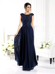 A-Line/Princess Scoop Beading Sleeveless Long Chiffon Mother of the Bride Dresses - Mother of the Bride Dresses - Hebeos Tunic Dresses, Mother Of The Bride Dresses Long, January Wedding, Mother Wedding, A Line Evening Dress, Mother Of Groom Dresses, Mother Wedding Dress, Groom Dresses, Mob Dresses