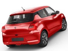 a red car is shown on a white background