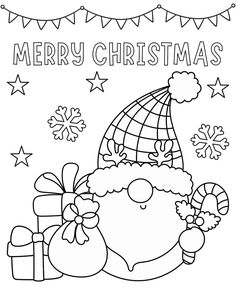 christmas coloring pages with santa claus and presents