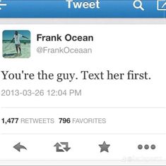 tweet from frank ocean on his twitter account for the guy he's first