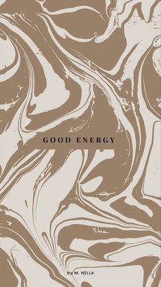 the cover of good energy by m melia, with brown and white swirls on it