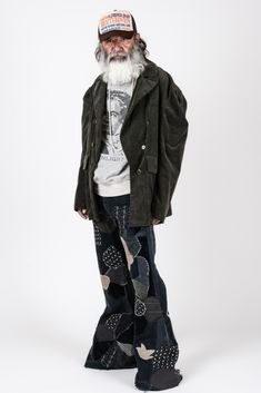 Kapital Denim, Marithe Francois Girbaud, Bandana Print, Long Coat, Denim Fashion, Fleece Jacket, Military Jacket, Lookbook, Crew Neck Sweatshirt