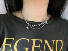 "Stainless Steel Star Choker Necklace [Size] 12\", 13\", 14\", 15\", 16\" Model is wearing 15 inches.  [Content]  -Material: 100% Surgical Steel -Toggle Size: 14mm -Star Charm: 10x12mm  **Hypoallergenic and Non-Tarnish **Measurements are an approximation. Size, shape and color can vary slightly from above dimensions.**" K Necklace, Star Choker, Resin Bracelet, Heart Locket Necklace, Toggle Necklace, Photo Locket, Necklace Size, Lovely Necklace, Cute Necklace