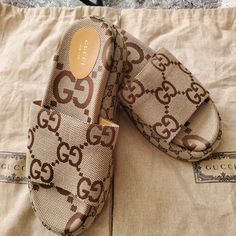 Gucci Slides : Never Worn,Has Shoe Garment Bags,No Box, Size 40/10d Elegant Gucci Beige Sandals, Luxury Gucci Sandals For Vacation, Designer Brown Sandals For Vacation, Gucci Brown Sandals For The Beach, Gucci Luxury Beach Sandals, Gucci Luxury Brown Sandals, Gucci Slides, Shoes Gucci, Garment Bags