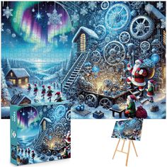 a christmas jigsaw puzzle with santa and his sleigh