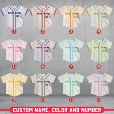 - Premium Material: Our Baseball Jerseys for women men are made from lightweight polyester, boxed flatback mesh fabric offers outstanding durability, insulation, and wrinkle resistance, which provide our customers with a great put-on experience. The elegant workmanship ensures the custom baseball jerseys fits your body excellently. - Customized Baseball Jersey: Let's create your own design with our personalized baseball jersey. Select the desired size and color, then enter the name and number. P White Baseball Jersey With Name Print For Sports, Customizable Tops For Streetwear And Sports Season, Customizable White Jersey With Crew Neck, Customizable Sporty Tops For Fan Merchandise, Sporty Customizable Tops For Fan Merchandise, Multicolor Team Tops For Sports Events, Customizable Tops With Baseball Collar For Sports Season, Multicolor Sports Event Tops With Team Name, Multicolor Sports Team Tops