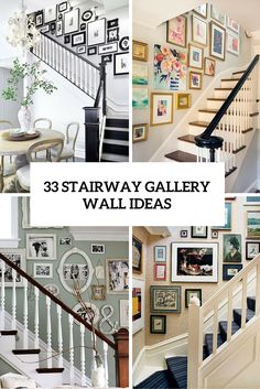 staircase gallery wall ideas with pictures on the wall and stairs in different stages of construction