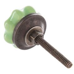 a green knob with a screw in it