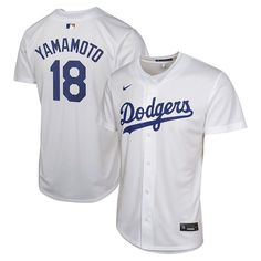 Show support for your favorite Los Angeles Dodgers player all season long with this Yoshinobu Yamamoto replica jersey. Inspired by the team's on-field uniform, this Nike jersey features twill details and iconic trims to highlight your MLB fandom. The polyester material and full-button front deliver a comfortable fit that's perfect for the next Los Angeles Dodgers game day.Show support for your favorite Los Angeles Dodgers player all season long with this Yoshinobu Yamamoto replica jersey. Inspired by the team's on-field uniform, this Nike jersey features twill details and iconic trims to highlight your MLB fandom. The polyester material and full-button front deliver a comfortable fit that's perfect for the next Los Angeles Dodgers game day.PRODUCT FEATURESJersey Color Style: HomeMLB Batter White Baseball Season Fan Jersey, White Team Name Jersey For Fans, White Sports Fan Jersey, White Fan Apparel Baseball Jersey With Team Logo, Nike Team Jersey With Logo, White Sports Fan Jersey With Team Logo, White Baseball Jersey With Team Logo, White Sporty Jersey For Fan Merchandise, White Sporty Fan Merchandise Jersey