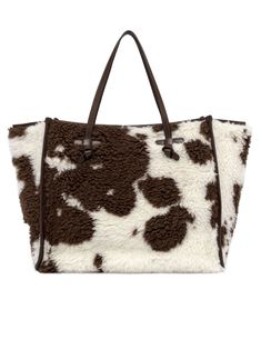 Shopping bag in Faux Fur made using the wool blend jacquard technique. Characterized by a country-style appearance, it is enriched with leather profiles. It features leather handles and a convenient magnetic clasp closure. The inner lining and the leatherComposition: Fabric, 100% Cow Colour, Versace Sweatshirt, Chloe Purses, Zippered Clutch, Tory Burch Shoes, Cow Print, White Bag, Beautiful Shoes, Fun Bags