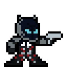 a pixellated image of a black cat holding a knife