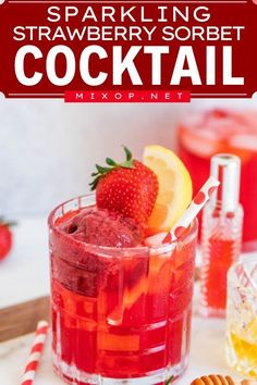 An easy Valentine's Day drink featuring a champagne float! Not only is this sparkling strawberry sorbet cocktail bubbly and refreshing, but it also has an elegant color. So, grab some strawberry sorbet for this Valentine's Day cocktail recipe! Champagne Float, Champagne Drinks, Strawberry Sorbet, Champagne Cocktail, Simple Valentine, Treat Yourself, Cocktail Recipes, Champagne, Valentines Day