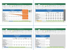 four screens showing how to use balance sheet templates in excel and powerpoint presentations