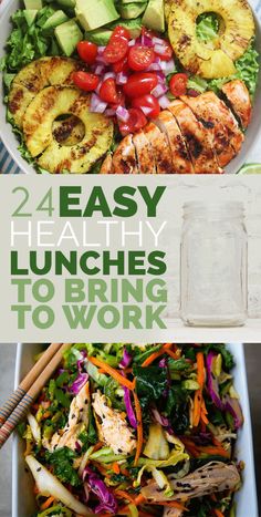 four different pictures with the words easy healthy lunches to bring to work on them