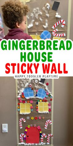 the gingerbread house sticky wall is made with construction paper