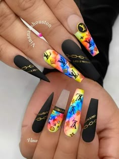 Drip Nails, Edgy Nails, Bling Acrylic Nails, Summer Acrylic Nails, Luxury Nails, Coffin Nails Designs