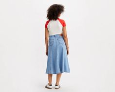 A nostalgic staple–made for now. Cut with an easy high rise, our Fit and Flare Skirt is slim through the waist and hip and widens to create a flowy silhouette. Then, we gave it seam detailing for a real throwback touch. A nostalgic staple Cut with an A-line, midi silhouette With an easy high rise Finished with seam detailing Spring Skirts With Relaxed Fit, Spring Stretch Midi Skirt Bottoms, High Rise Relaxed Skirt For Spring, Relaxed High-rise Skirt For Spring, Casual Relaxed Fit Midi Skirt, Retro High Rise Skirt For Summer, Spring Casual Flared Skirt, Summer Retro High Rise Skirt, Summer Retro High-rise Skirt