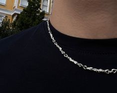 Mens Unique & Handmade Silver Chain * Vintage Silver Chain Necklace * Boho Chain Jewelry * Mens Choker * Silver Chain Necklace for Men * ⯄ Handmade and crafted with only the finest .925 sterling silver materials. ⯄THICKNESS: 3 mm ⯄ LENGTHS: 12"- 14" - 16'' - 18" - 20" - 22" - 24" - 26" - 28" - 30" - 32" - 34" *Can be customized to your preference* ⯄MATERIAL: .925 Solid Sterling Silver ⭐14K-18K-24K Gold plating is available⭐ ⯄STYLE: Handmade Minimalist Twisted Necklace Chain HOW IT'S MADE: Our ne Mens Choker, Handmade Silver Chain, Men Choker, Vintage Chain Necklace, Chain Necklace For Men, Italy Jewelry, Choker Silver, Silver Chain For Men, Boys Jewelry