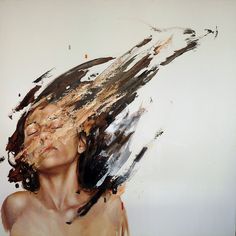 a painting of a woman's face with the words dream written on her chest