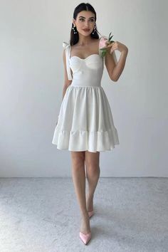 A-Line Flare White Wedding Beach Mini Bustier Dress, Coquette Summer Dainty Formal Party Elegant,Reception Dress, Bridesmaid Dress,Prom Boho White Bustier Dress, Coquette Graduation Dress, Semi Formal White Dress, White Dress Semi Formal, Elegant Reception Dress, White Coquette Dress, Reception Dress Bridesmaid, White Wedding Beach, White Grad Dress