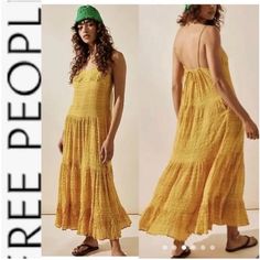 Beautiful Dress Sheer Lower Nwt Casual Gold Midi Dress For Summer, Casual Gold Maxi Dress For Spring, Casual Gold Beach Dress, Casual Gold Maxi Dress For Summer, Free People Yellow Dress, Bohemian Yellow V-neck Sundress, Lace Bell Sleeve Dress, Embroidered Tulle Dress, Free People Maxi Dress