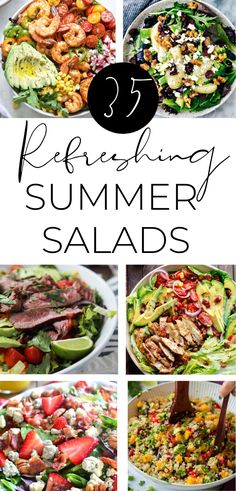 several different salads with the words refreshing summer salads