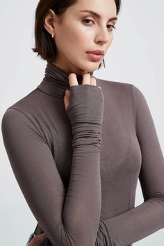 Sheer Fitted Turtleneck Top With Thumbholes Long Sleeves - Etsy Sheer Turtleneck, Haut Transparent, Winter Top, Fitted Turtleneck, Sweatshirt Fabric, Turtleneck Top, Body Love, The A Team, Turtle Neck Top