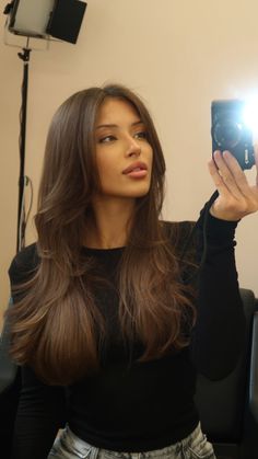 Classy Brunette Hair, Attention Getters, Fair Complexion, Luxury Aesthetic, Foto Art, Curtain Bangs, Light Brown Hair, Feminine Energy