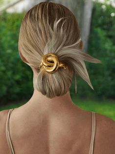 Add a touch of sophistication to your hairstyle with this beautifully designed elegant knot hair tie. Perfect for both casual days and formal events, this hair accessory effortlessly elevates any look. The intricate knot design offers a modern, chic appeal, while the sturdy elastic ensures your hair stays in place all day long. 🌙✨ Available in both silver in gold!  Diameter: 2in  ✨ Knot Hair, Bridal Hair Piece, Y2k Jewelry, Knot Design, Your Hairstyle, Bridal Hair Pieces, Barrette Clip, Modern Chic, Hair Tie