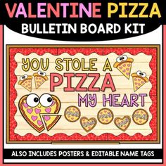 valentine's day bulletin board kit with the words you stole a pizza my heart