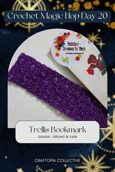 the crochet magic happy day bookmark is on display