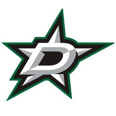 the d logo on a gray background with green and white stars in the shape of a star