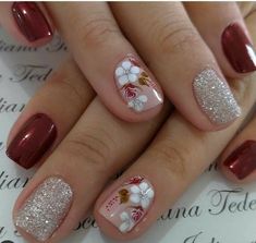 Pretty Toe Nails, Red And White Flowers, Cute Toe Nails, Instagram Nails