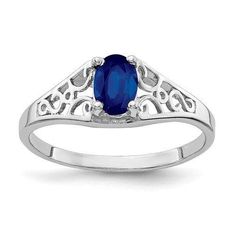 14 Karat White Gold 6x4mm Oval Sapphire Ring. The Ring Features a 6.00 x 4.00 mm Oval Blue Sapphire that has a Total Weight of 0.650 Carats. September Stone, Oval Sapphire Ring, September Birthstone Rings, September Birthstone Jewelry, Blue Sapphire Ring, Engagement Ring Sizes, September Birthstone, Blue Sapphire Rings, Sapphire Jewelry