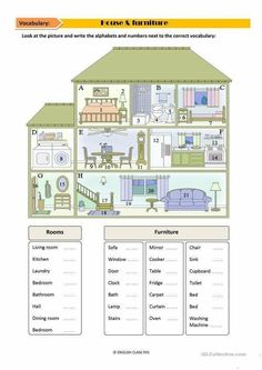 the house is labeled with pictures and numbers to describe it's interior area, including furniture