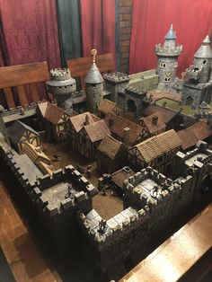 a model of a medieval town on display