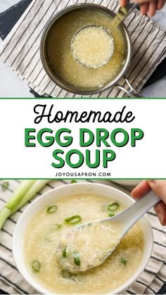 homemade egg drop soup in a bowl with a spoon