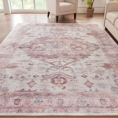 a large area rug in a living room